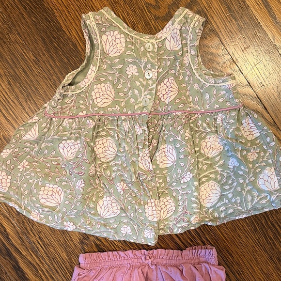 Green Floral Tank with Purple Bloomers/Diaper Cover - Picture 4 of 9